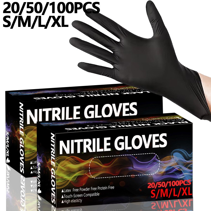 Disposable Gloves Nitrile - 20/50/100PCS Disposable Black Nitrile Gloves Disposable