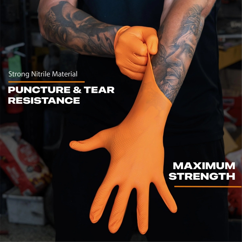 Heavy Duty Orange Nitrile Glov - огляд і ціна Disposable Gloves Nitrile