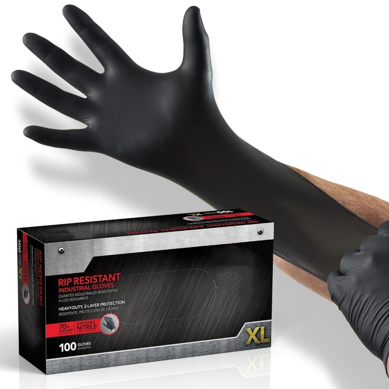 100PCS Black Nitrile Gloves Di - огляд і ціна Disposable Gloves Nitrile